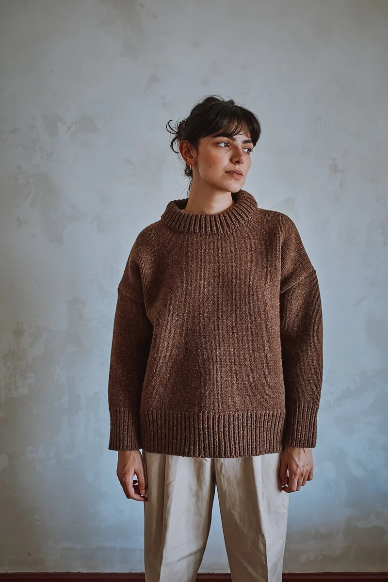 STEPHANIE Oversize Sweater in Merino Wool - Chocolate