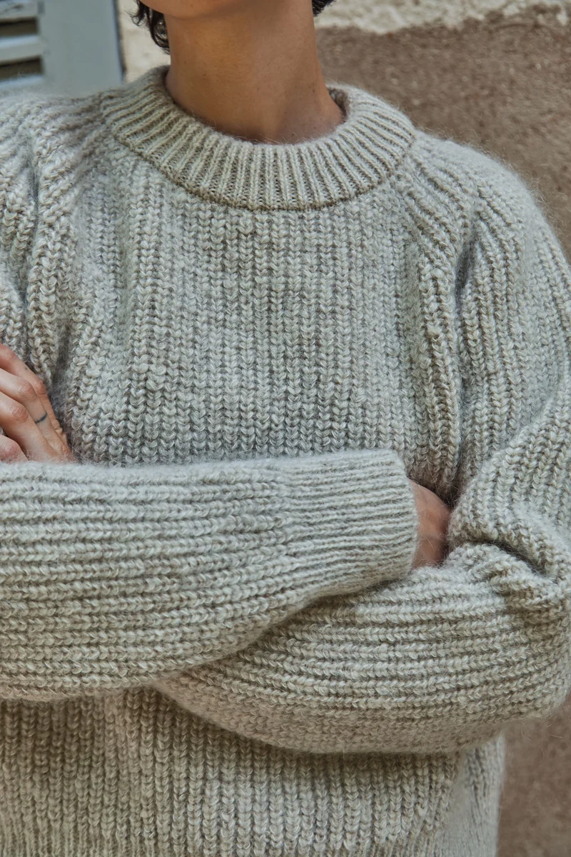 AGNÈS Raglan Sweater in Merino-Mohair Wool - Beige