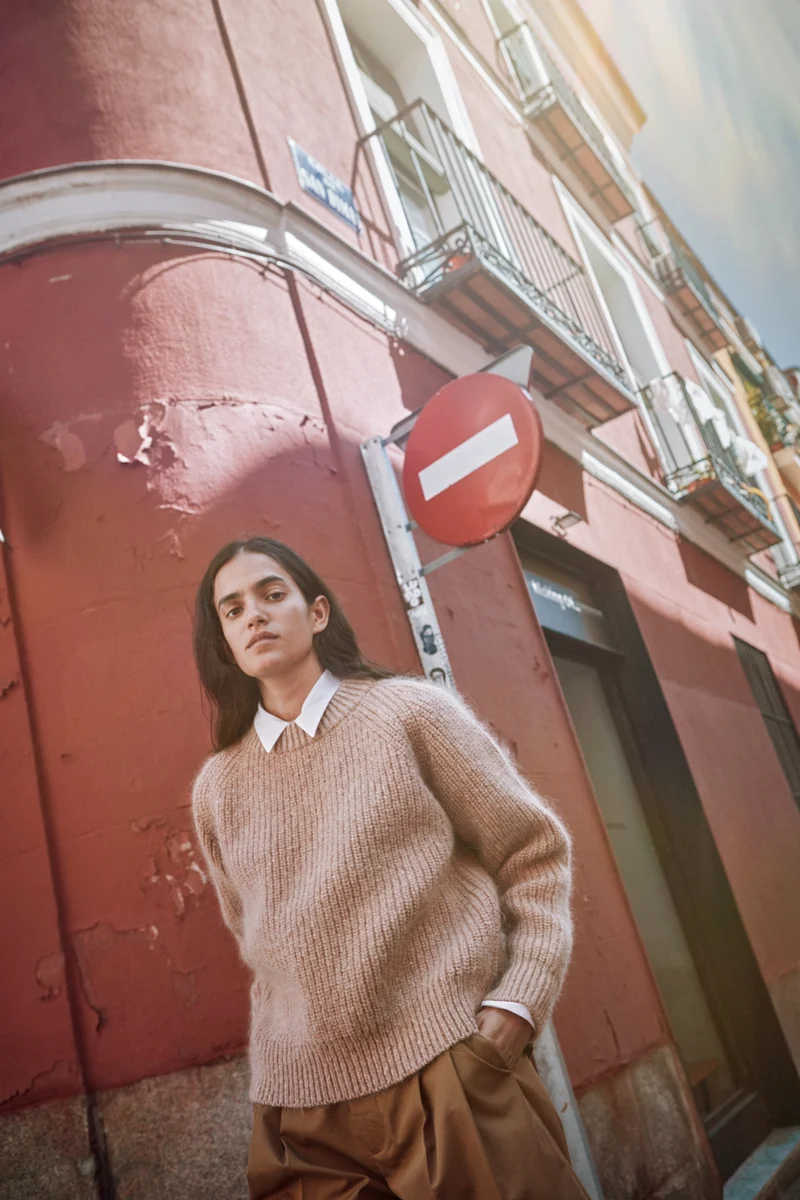 AGNÈS Raglan Sweater in Merino-Mohair Wool - Light Pink
