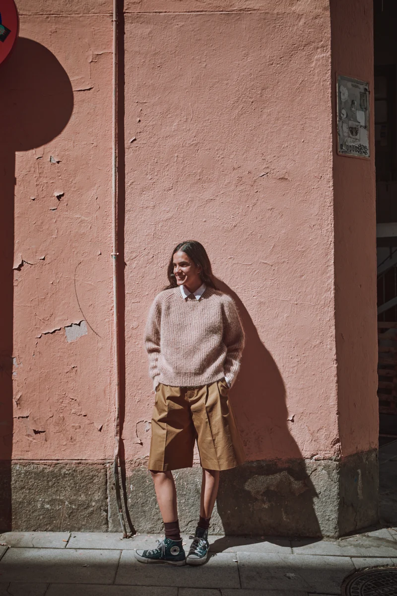 AGNÈS Raglan Sweater in Merino-Mohair Wool - Light Pink
