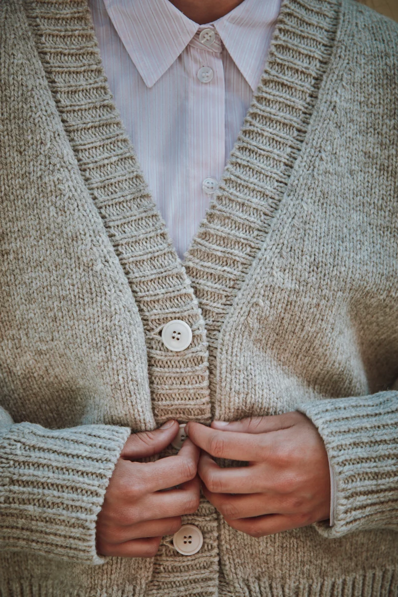 LUNA Batwing Cardigan in Merino Wool - Beige