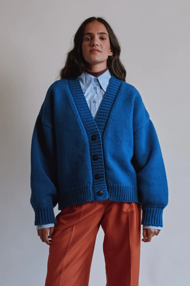 LUNA Batwing Cardigan in Merino Wool - Cobalt Blue