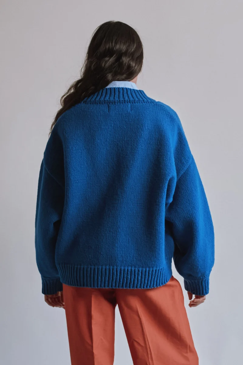 LUNA Batwing Cardigan in Merino Wool - Cobalt Blue