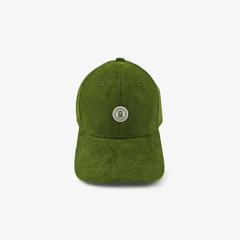 Casquette badge logo en velours côtelé vert thym