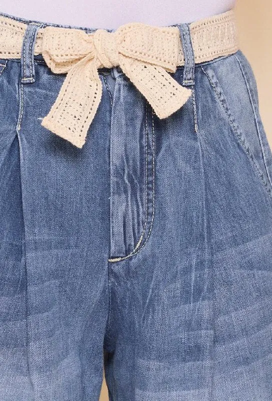 Pantalon Jupe Culotte Fluide avec Ceinture