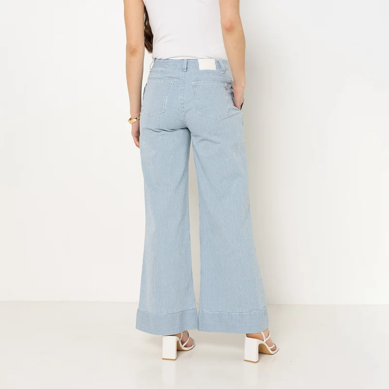 Pantalon rayé coupe large