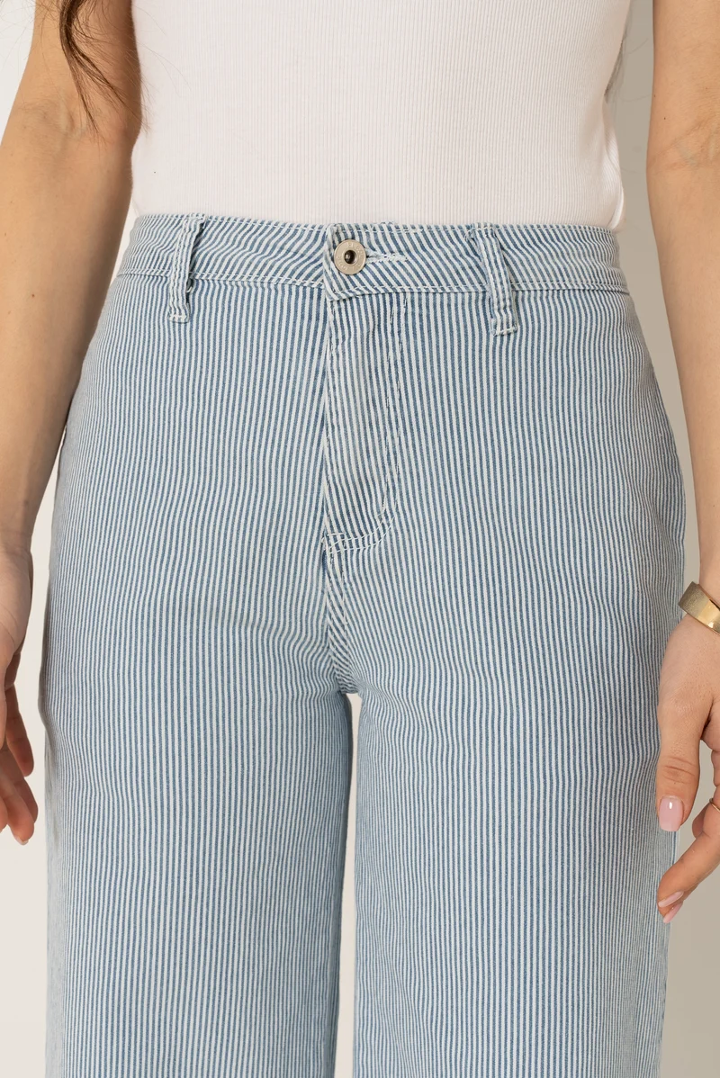 Pantalon rayé coupe large