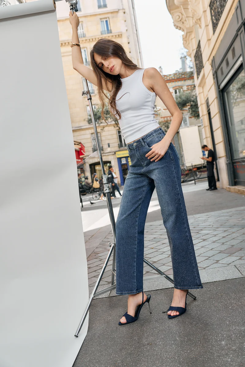 Jean Droit Avec Strasses