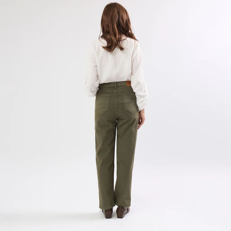 Pantalon Droit Boutons Fantaisie