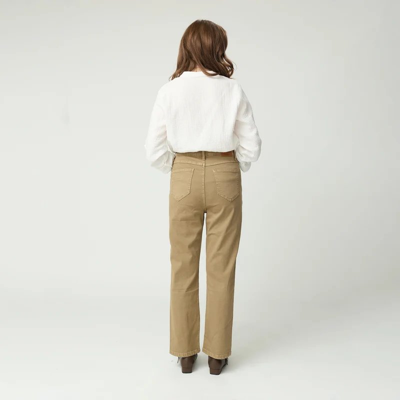 Pantalon Droit Boutons Fantaisie