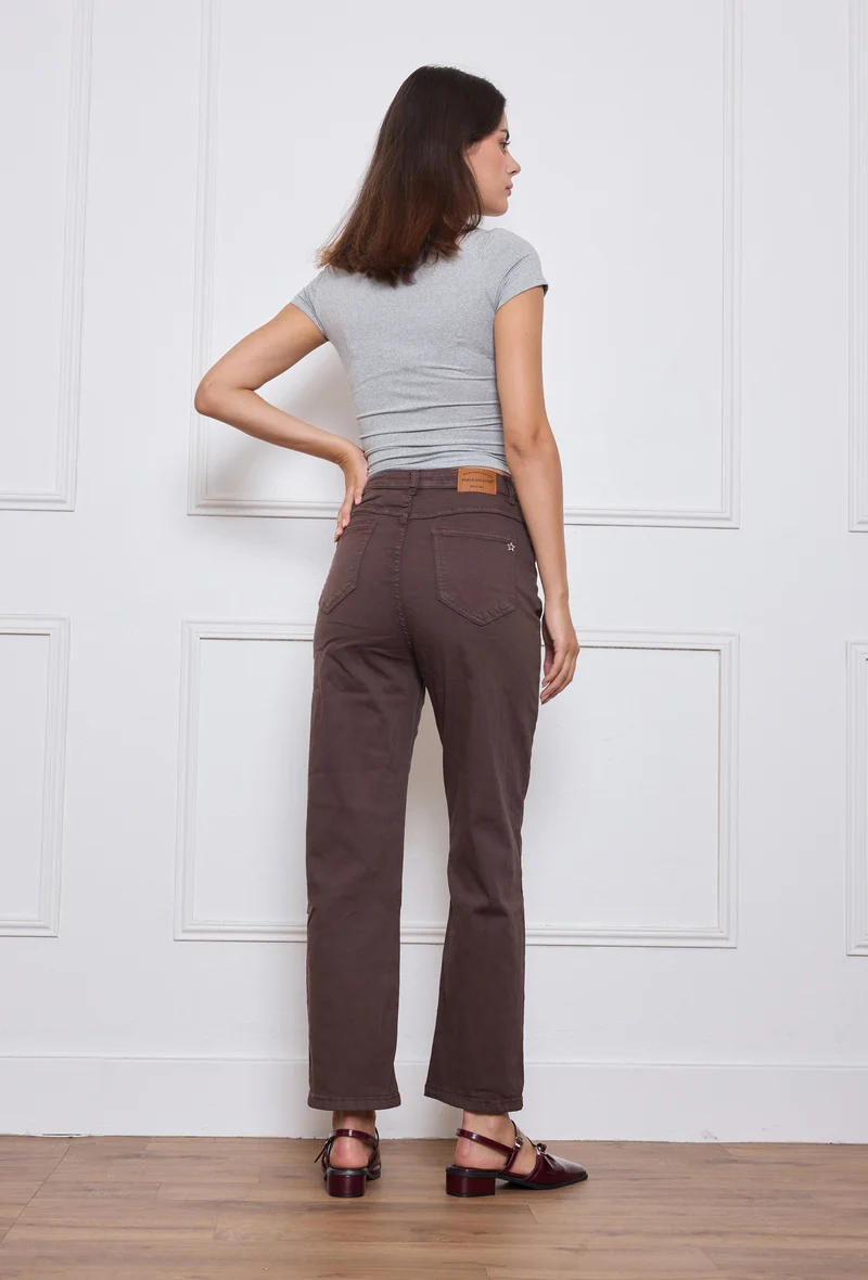 Pantalon Droit Boutons Fantaisie