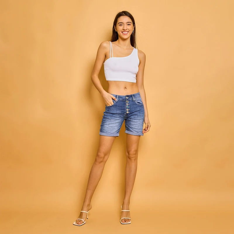 Short Couleurs Avec Boutons Fantaisies