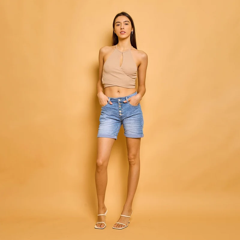 Short Couleurs Avec Boutons Fantaisies