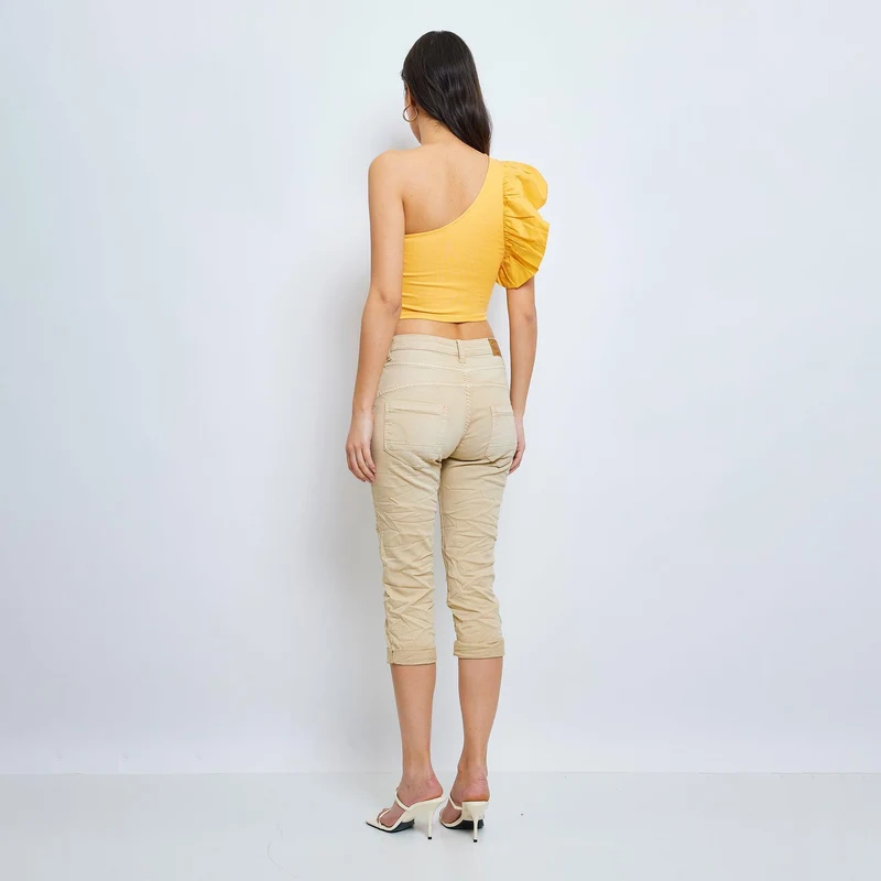 Pantacourt Rachel en JoggJeans à Boutons Couleurs