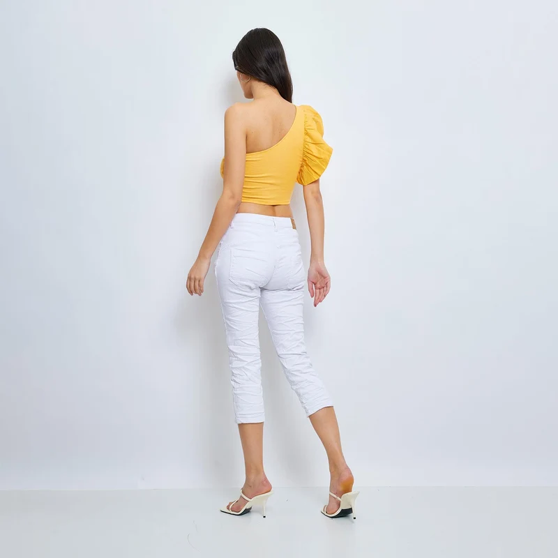 Pantacourt Rachel en JoggJeans à Boutons Couleurs