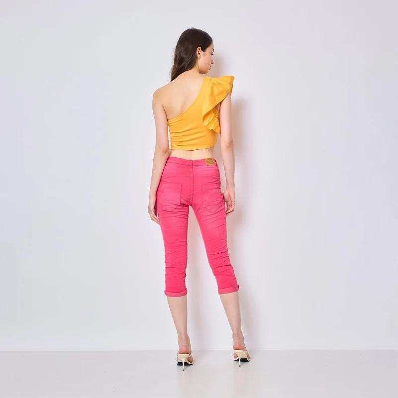 Pantacourt Rachel en JoggJeans à Boutons Couleurs