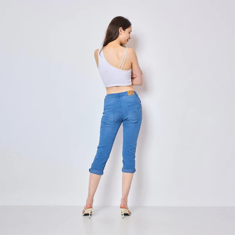 Pantacourt Rachel en JoggJeans à Boutons Couleurs