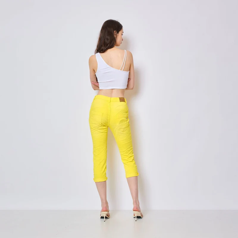 Pantacourt Rachel en JoggJeans à Boutons Couleurs