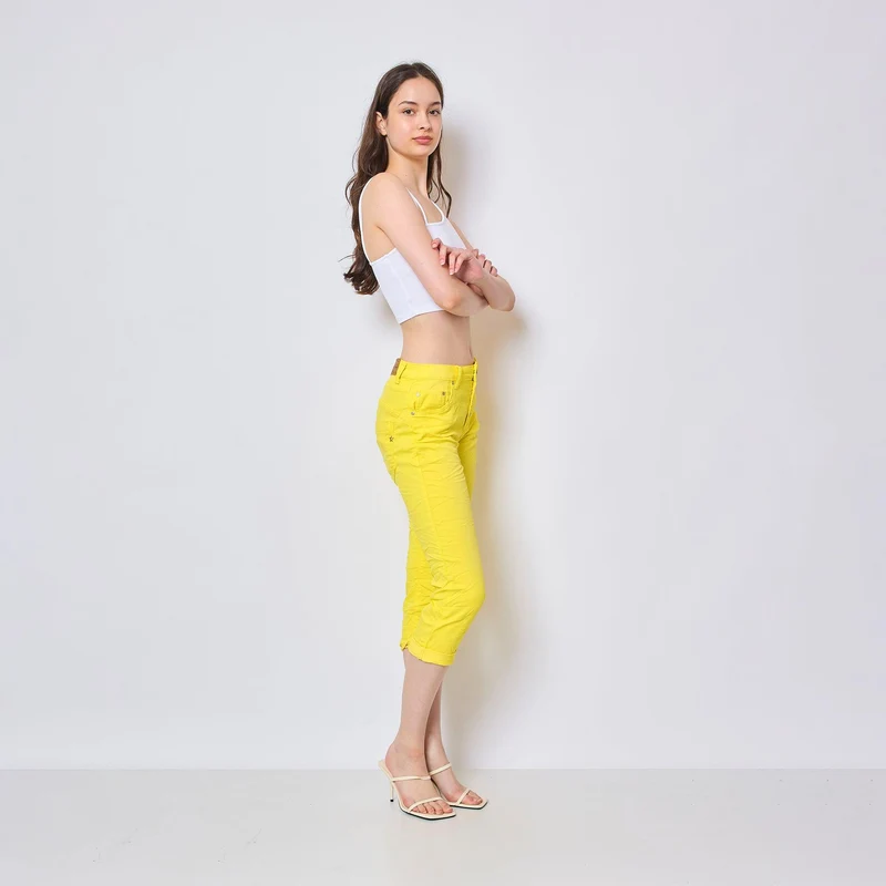 Pantacourt Rachel en JoggJeans à Boutons Couleurs