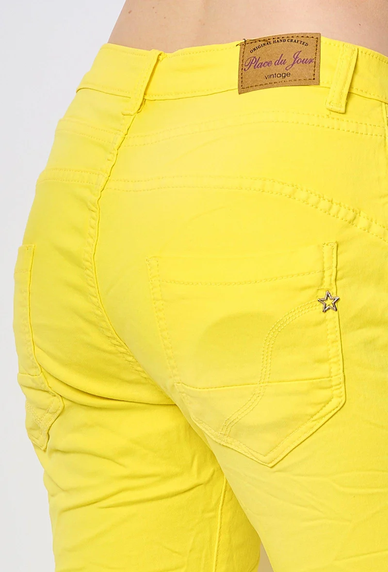 Pantacourt Rachel en JoggJeans à Boutons Couleurs