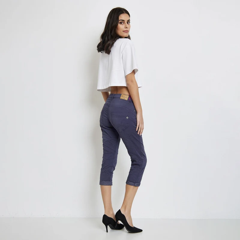 Pantacourt Rachel en JoggJeans à Boutons Couleurs