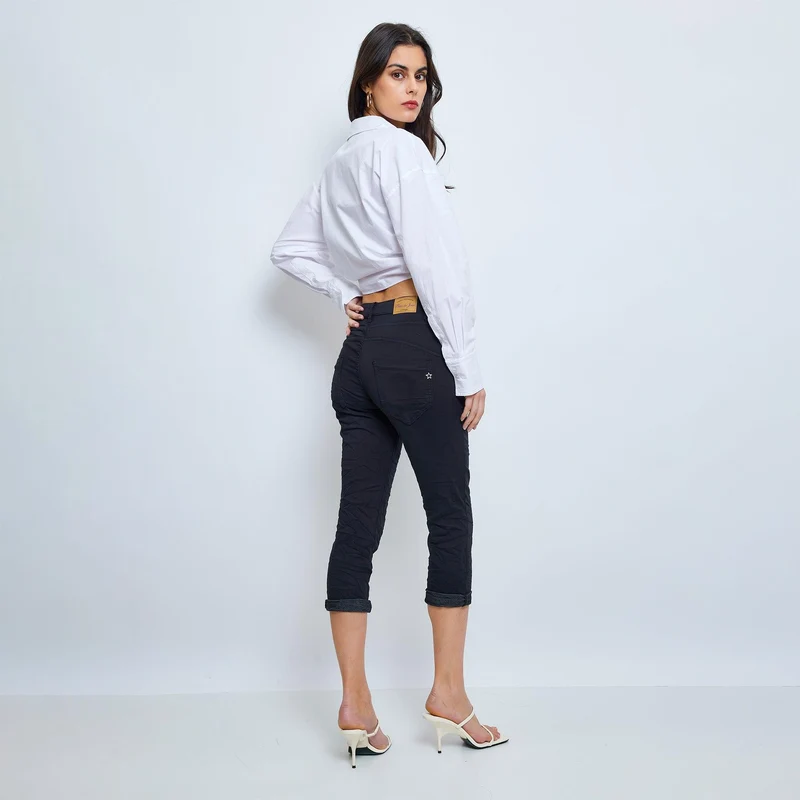 Pantacourt Rachel en JoggJeans à Boutons Couleurs