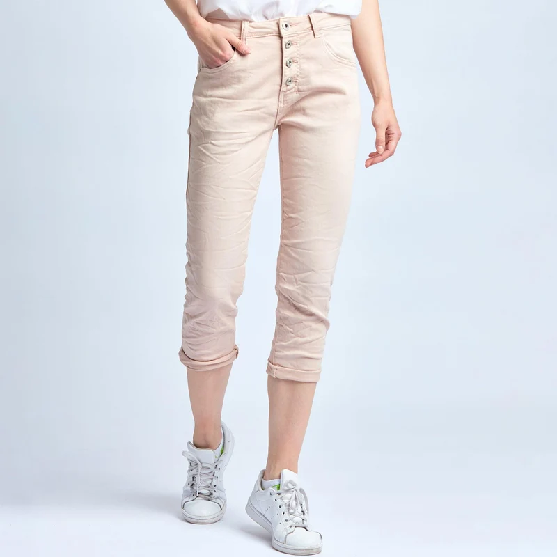 Pantacourt Rachel en JoggJeans à Boutons Couleurs