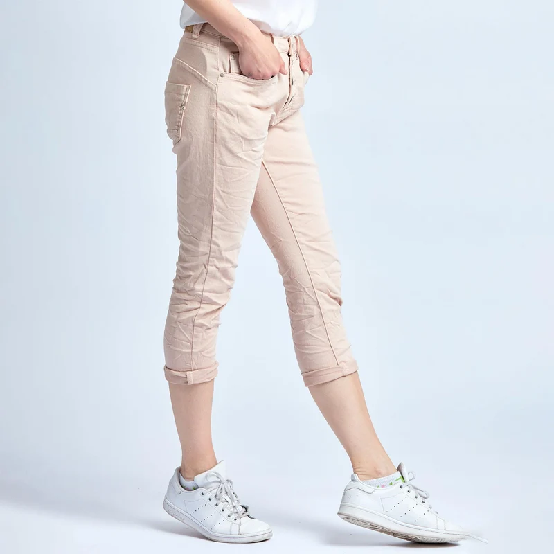 Pantacourt Rachel en JoggJeans à Boutons Couleurs