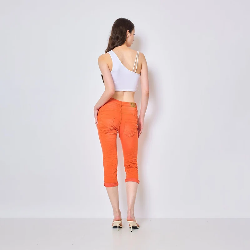 Pantacourt Rachel en JoggJeans à Boutons Couleurs