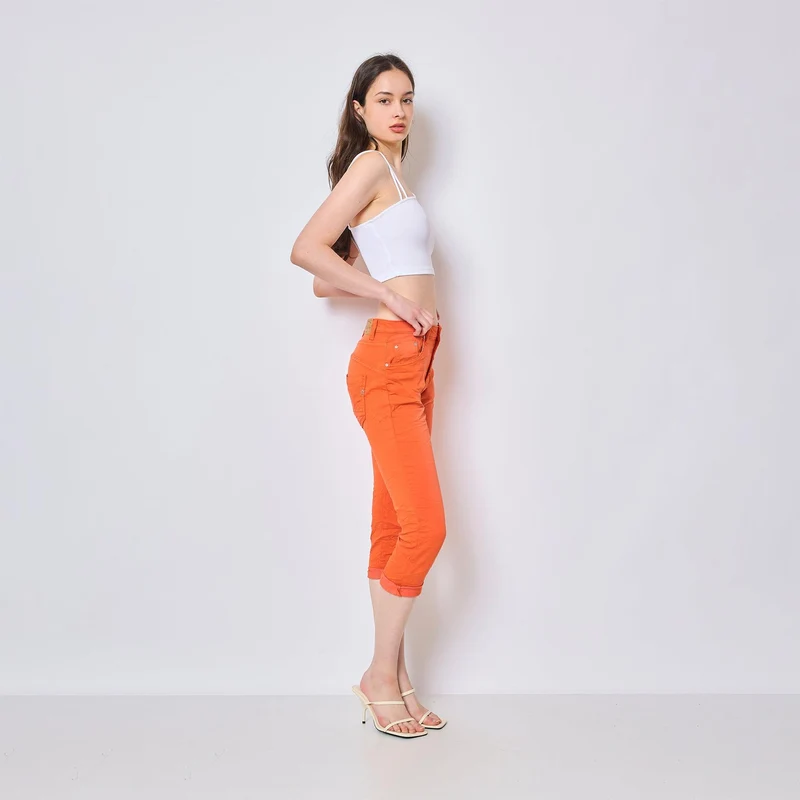 Pantacourt Rachel en JoggJeans à Boutons Couleurs