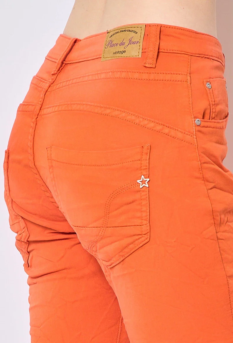 Pantacourt Rachel en JoggJeans à Boutons Couleurs