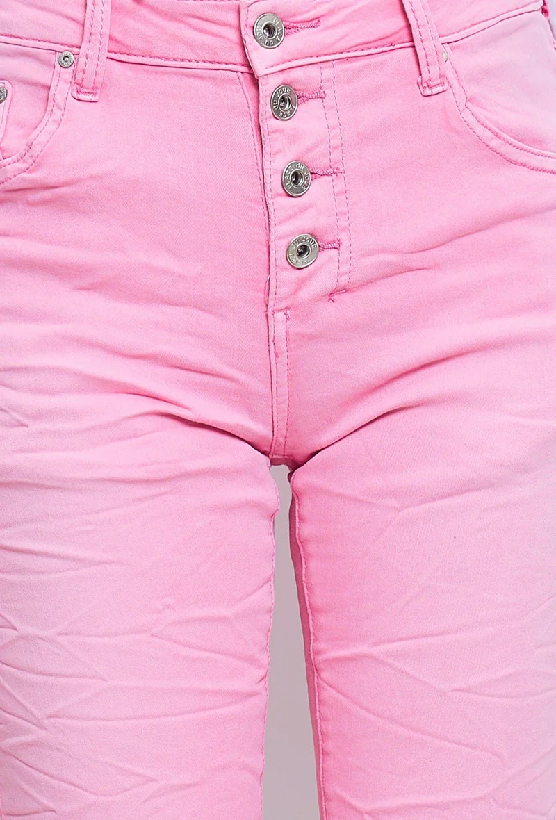 Pantacourt Rachel en JoggJeans à Boutons Couleurs