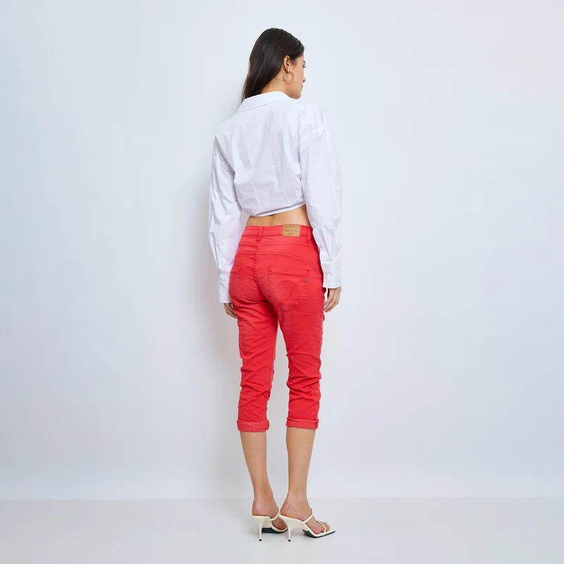 Pantacourt Rachel en JoggJeans à Boutons Couleurs