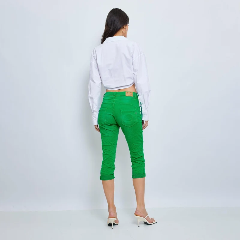 Pantacourt Rachel en JoggJeans à Boutons Couleurs