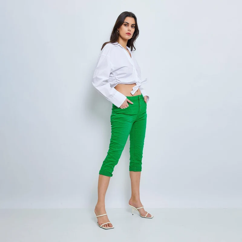 Pantacourt Rachel en JoggJeans à Boutons Couleurs