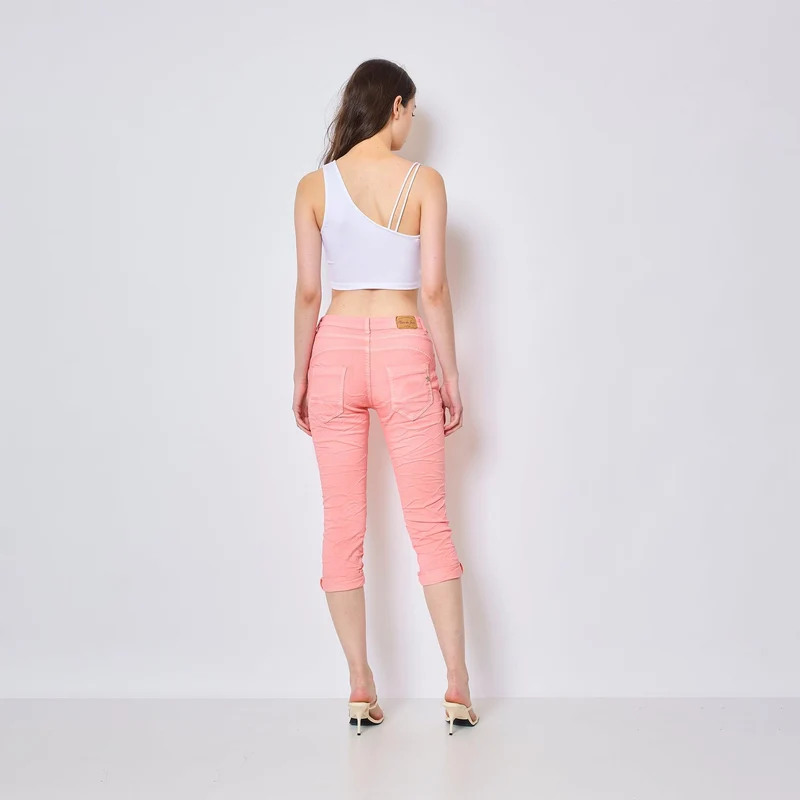 Pantacourt Rachel en JoggJeans à Boutons Couleurs