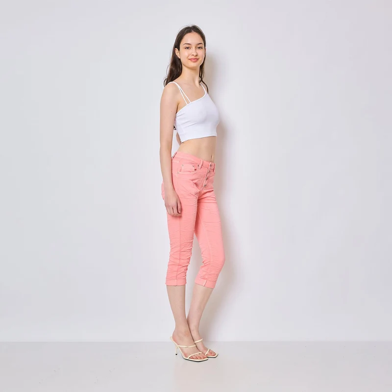 Pantacourt Rachel en JoggJeans à Boutons Couleurs