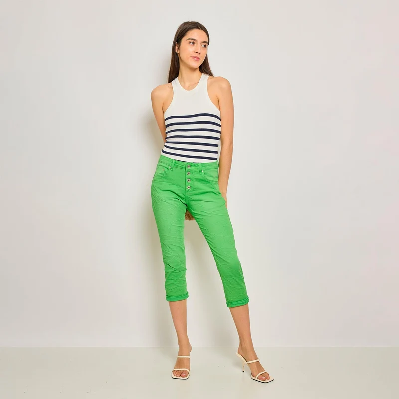 Pantacourt Rachel en JoggJeans à Boutons Couleurs