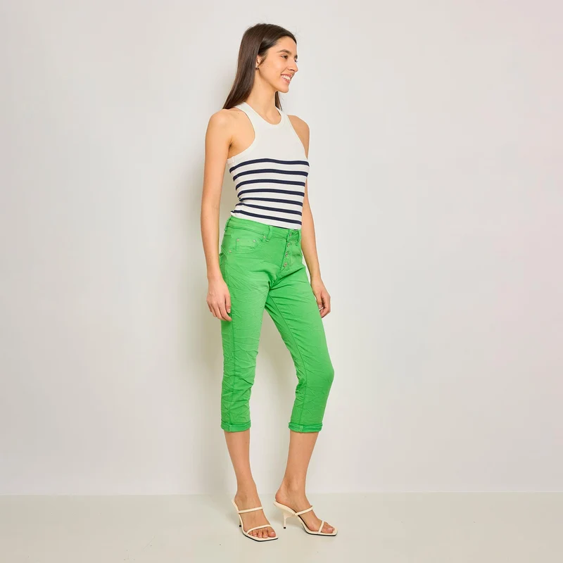 Pantacourt Rachel en JoggJeans à Boutons Couleurs