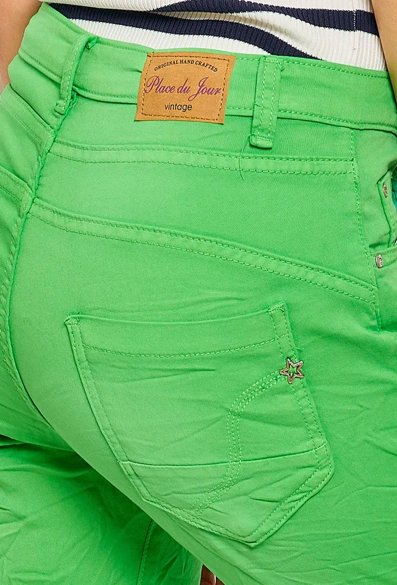 Pantacourt Rachel en JoggJeans à Boutons Couleurs