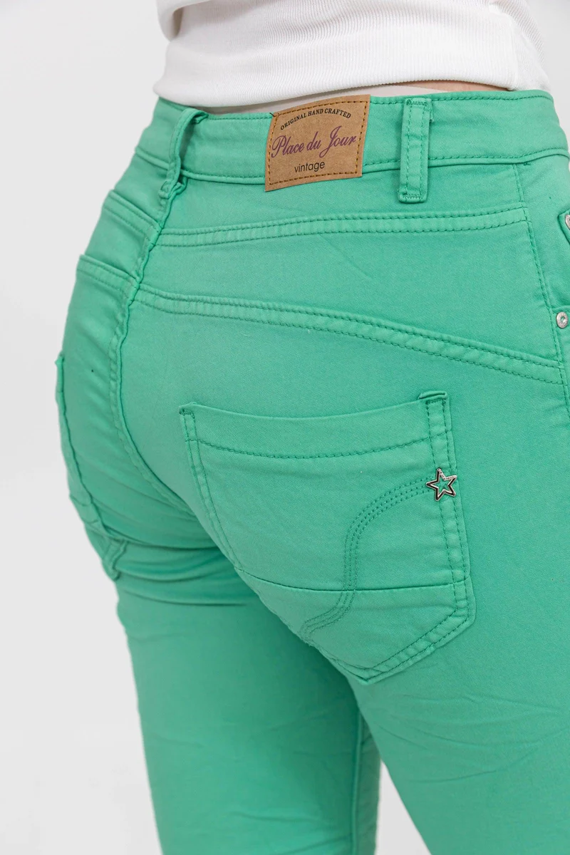Pantacourt Rachel en JoggJeans à Boutons Couleurs