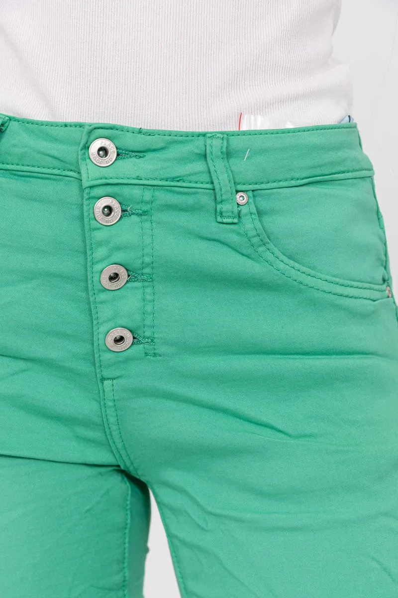 Pantacourt Rachel en JoggJeans à Boutons Couleurs