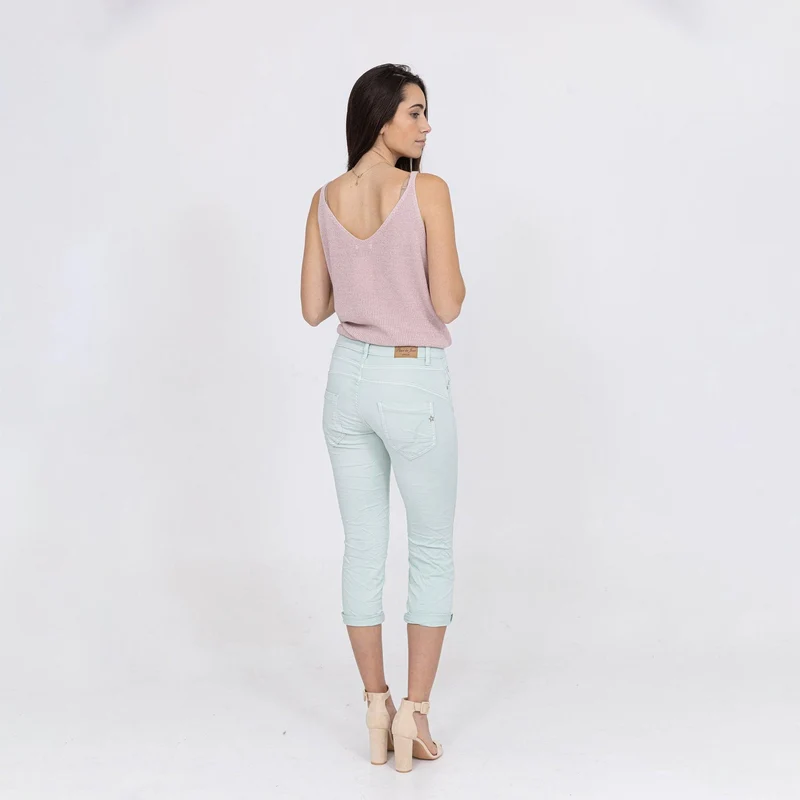 Pantacourt Rachel en JoggJeans à Boutons Couleurs