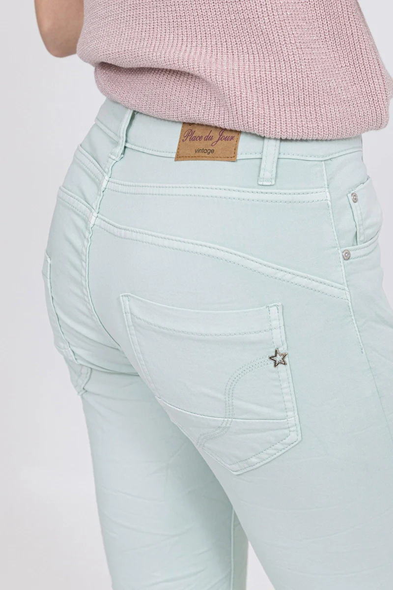 Pantacourt Rachel en JoggJeans à Boutons Couleurs