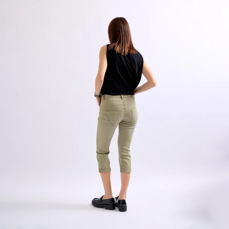Pantacourt Rachel en JoggJeans à Boutons Couleurs