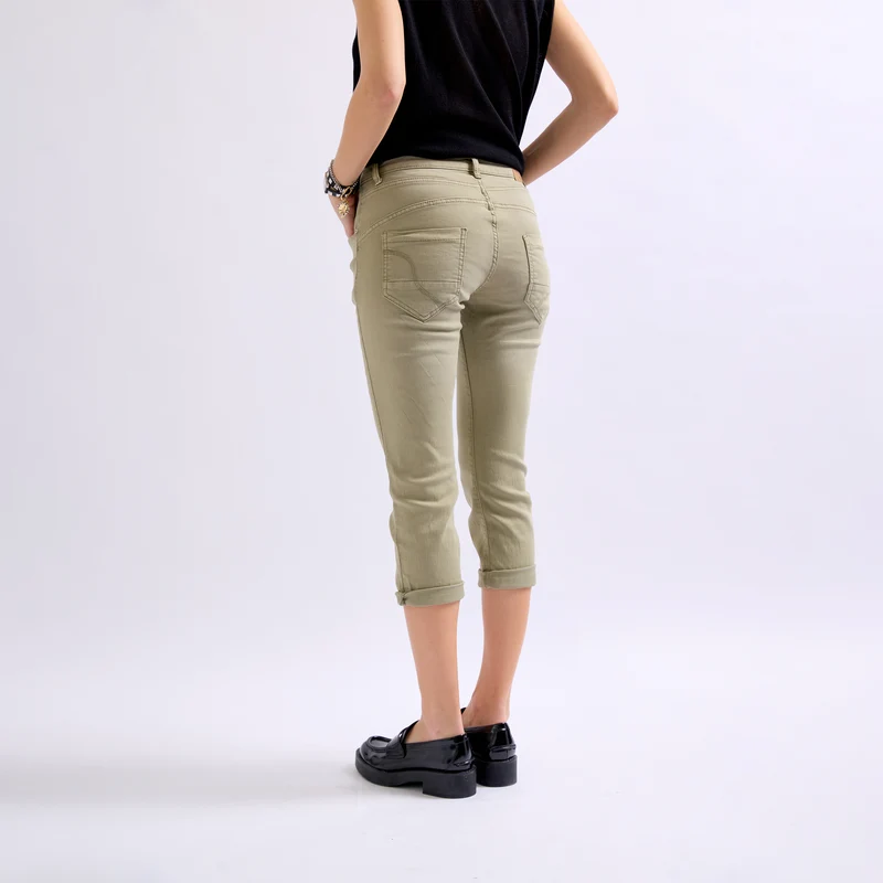 Pantacourt Rachel en JoggJeans à Boutons Couleurs