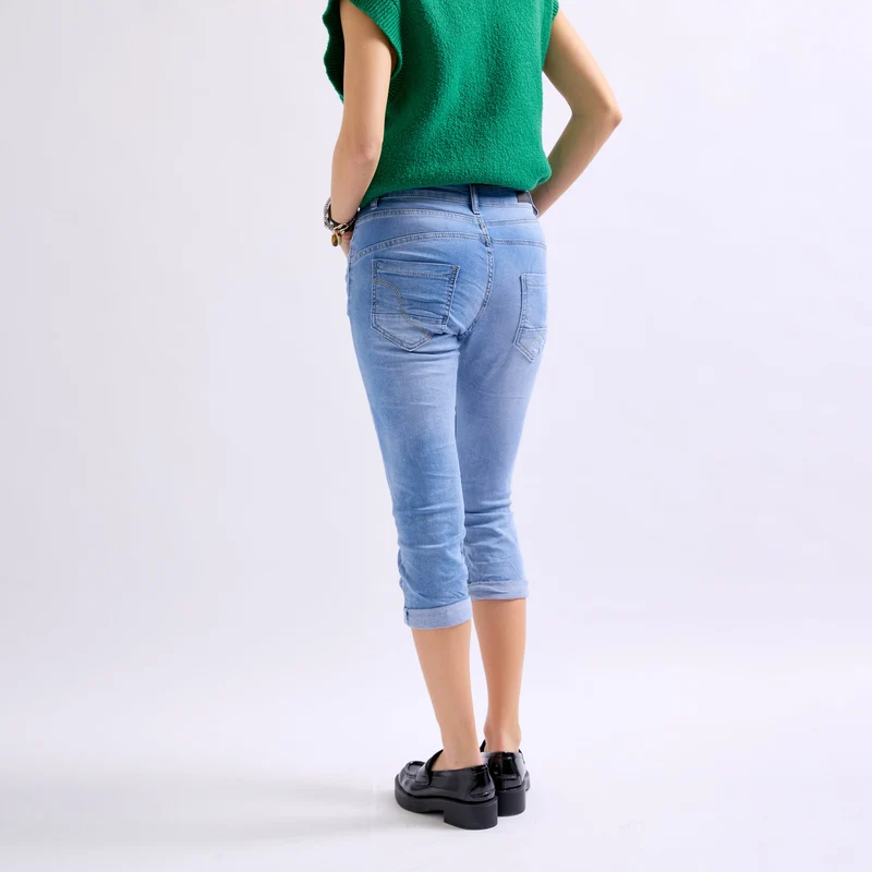 Pantacourt Rachel en JoggJeans à Boutons Couleurs
