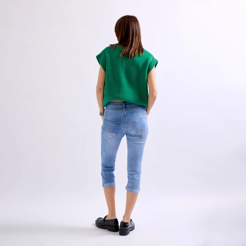 Pantacourt Rachel en JoggJeans à Boutons Couleurs