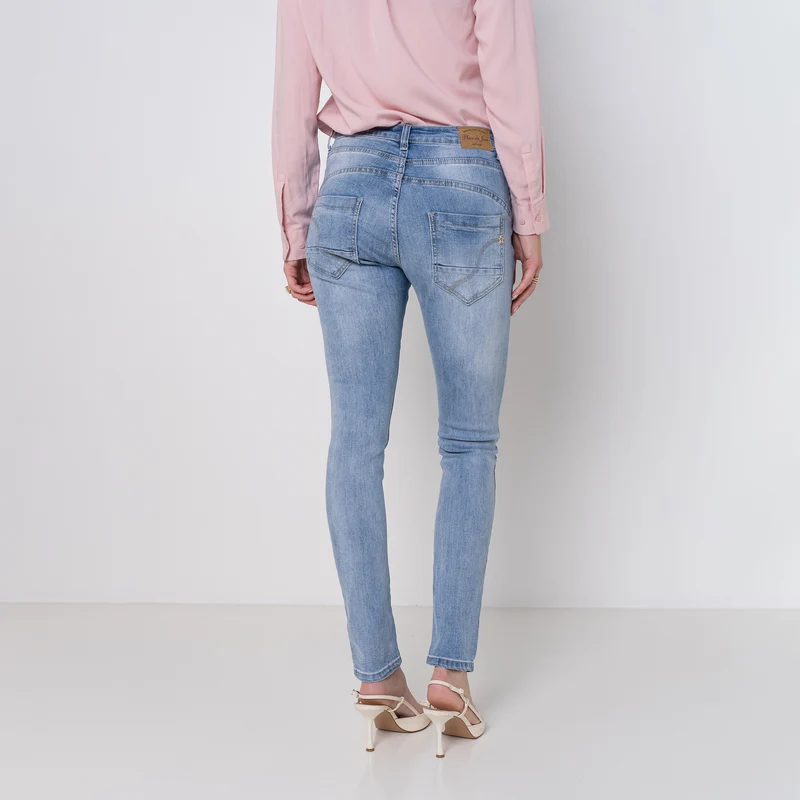 Jean Boyfriend Taille Haute Boutons Fantaisies Dorés