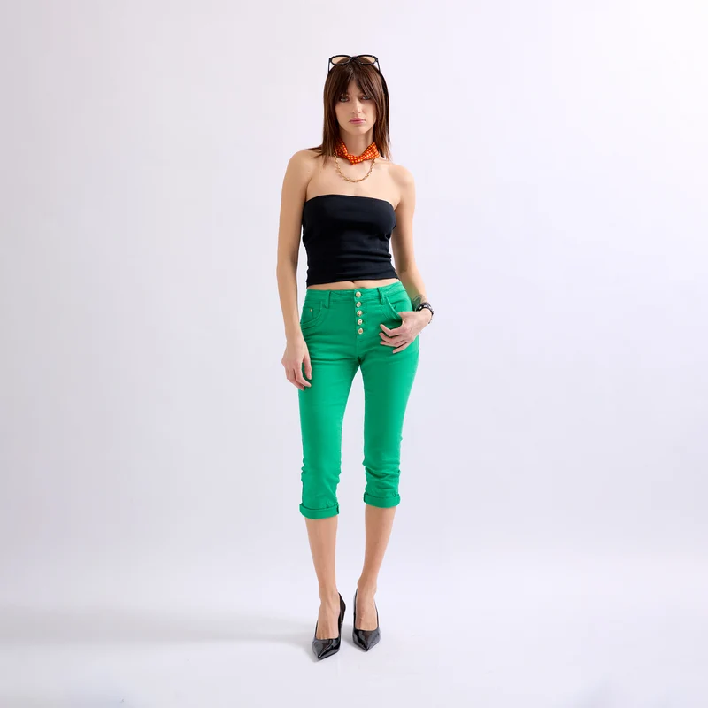 Pantacourts Justine Couleurs Boutons Fantaisies Dorés